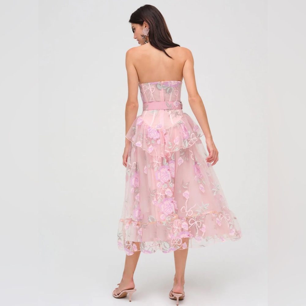 FOR LOVE & LEMONS Emmeline Embroidery Ruffle Midi Dress Size XS NWT - Picture 2 of 8